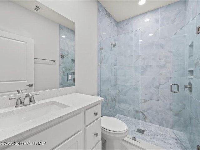 3358 Nancy St, West Melbourne, FL 32904 - full bathroom with a shower stall, vanity, and recessed lighting