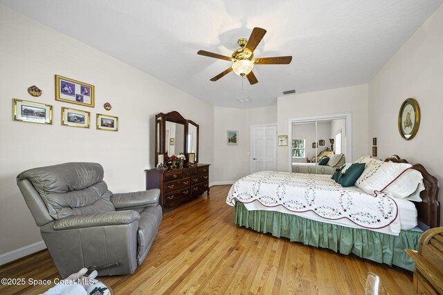 1407 Rockledge Dr, Rockledge, FL 32955 - bedroom with light wood finished floors and a ceiling fan