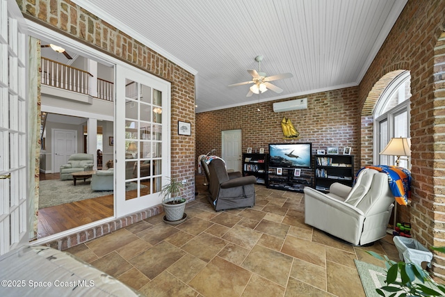1407 Rockledge Dr, Rockledge, FL 32955 - sunroom with a wall mounted air conditioner and french doors