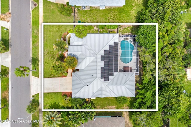 174 Martesia Way, Indian Harbour Beach, FL 32937 - aerial overview of property's location featuring property boundaries highlighted and a pool area