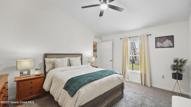 160 Eureka Ave NE, Palm Bay, FL 32907 - bedroom featuring carpet floors, lofted ceiling, and a ceiling fan