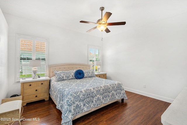 1014 Pelican Ln, Rockledge, FL 32955 - bedroom with dark wood-style flooring and ceiling fan