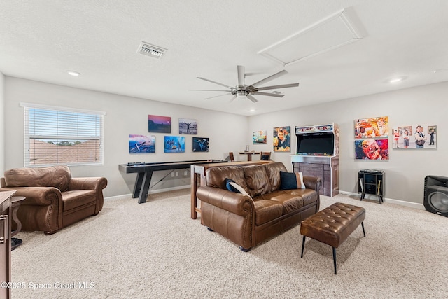 3550 Salt Marsh Cir, West Melbourne, FL 32904 - carpeted living room with a ceiling fan and recessed lighting