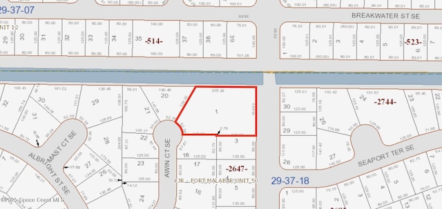 698 Awin Ct SE, Palm Bay, FL 32909 - map of parcels
