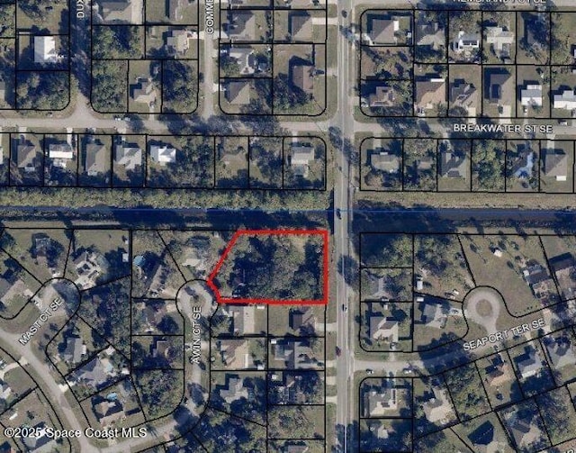 698 Awin Ct SE, Palm Bay, FL 32909 - aerial view of property's location featuring property boundaries highlighted
