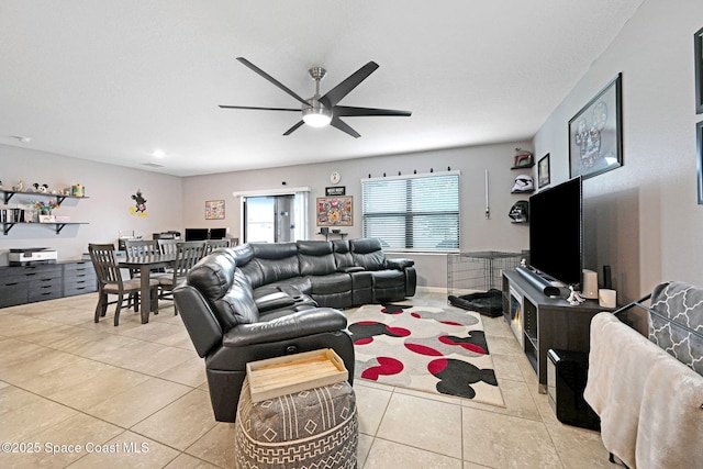 6586 Split Rail Ln, Cocoa, FL 32927 - tiled living room featuring a ceiling fan