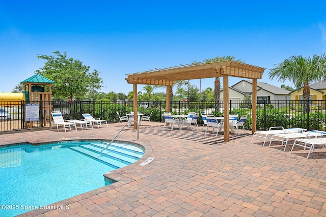 6586 Split Rail Ln, Cocoa, FL 32927 - community pool with a pergola and a patio area