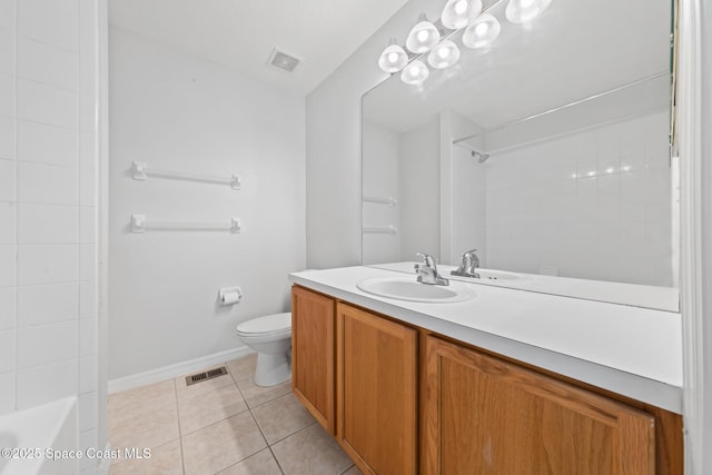 1311 Hampton Park Ln, Melbourne, FL 32940 - bathroom featuring vanity, tile patterned floors, and  shower combination