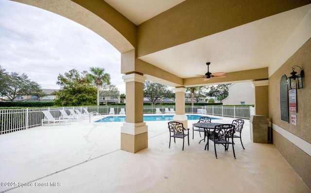 1311 Hampton Park Ln, Melbourne, FL 32940 - view of patio / terrace featuring a community pool and ceiling fan