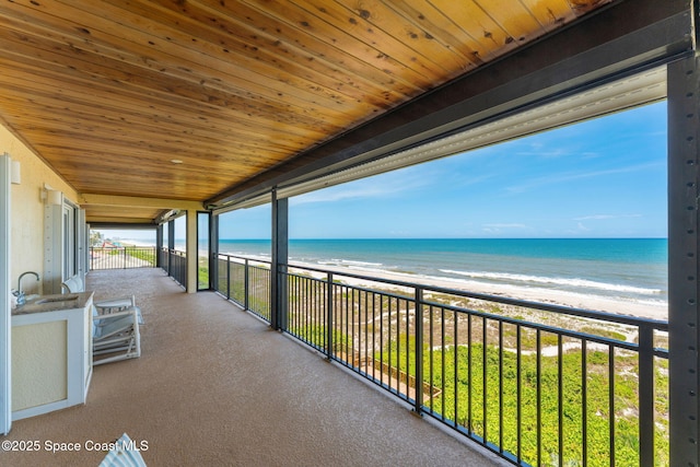 2375 S Atlantic Ave Unit 601, Cocoa Beach, FL 32931 - balcony featuring view of water and beach and a sink