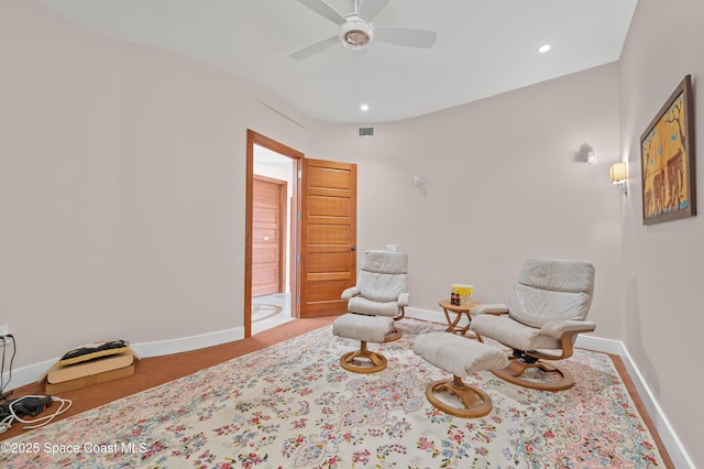 2375 S Atlantic Ave Unit 601, Cocoa Beach, FL 32931 - living area featuring ceiling fan and recessed lighting