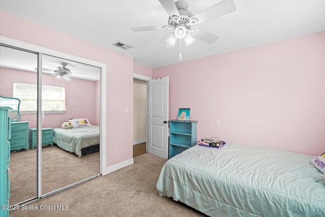 13 Lee St, Cocoa, FL 32926 - carpeted bedroom featuring a closet and a ceiling fan
