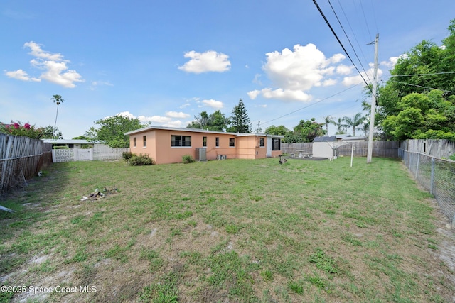 1938 Madison Ave, Melbourne, FL 32935 - fenced backyard featuring a shed