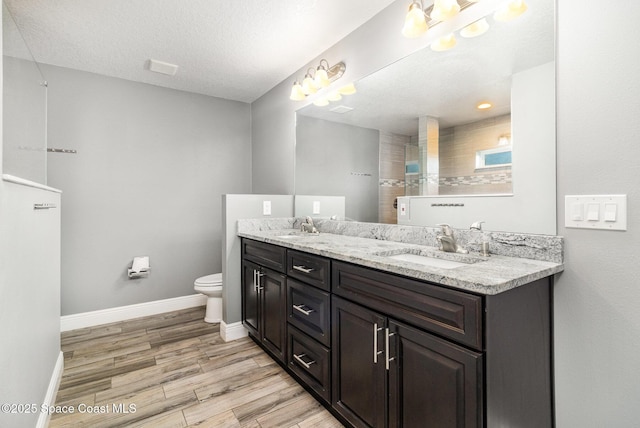 3735 Crista Jean Ave, Grant-Valkaria, FL 32909 - bathroom featuring double vanity, wood finished floors, and a textured ceiling