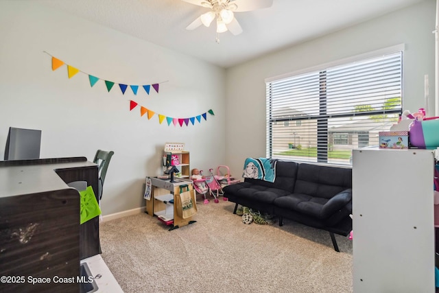 1809 Morely Dr, Cocoa, FL 32926 - rec room with carpet floors and a ceiling fan