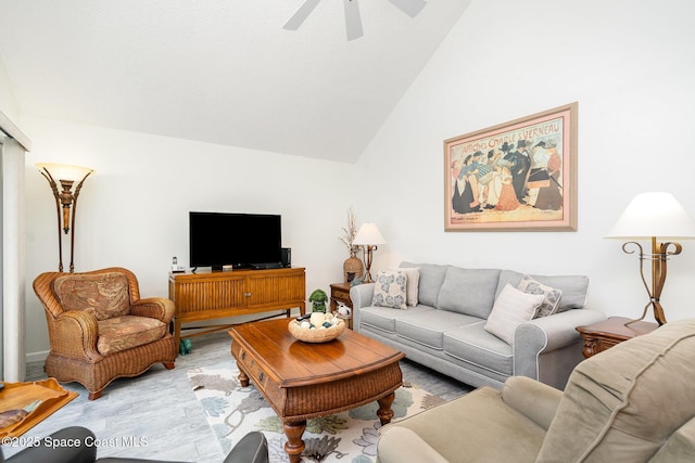 1100 SE Mitchell Ave Unit 204, Port St Lucie, FL 34952 - living area with lofted ceiling, light wood-style floors, and ceiling fan