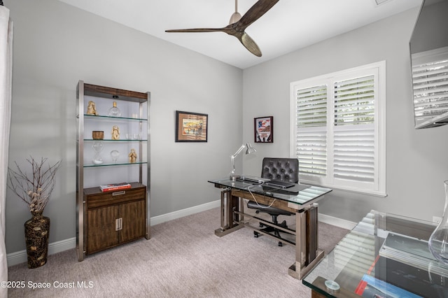 2225 Framura Ln, Melbourne, FL 32940 - carpeted office featuring a ceiling fan and baseboards