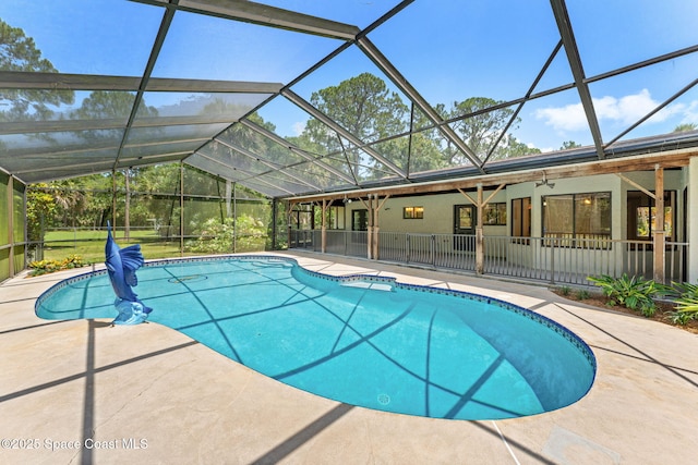 2150 Winston Dr, Cocoa, FL 32926 - outdoor pool with a patio area, a ceiling fan, and a lanai