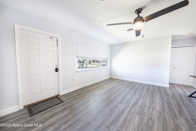 1384 Rosemary Dr, Melbourne, FL 32935 - foyer entrance featuring wood finished floors and a ceiling fan