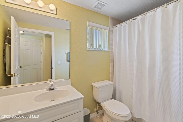 605 Ocean Park Ln Unit V235, Cape Canaveral, FL 32920 - full bathroom with vanity, a textured ceiling, a shower with curtain, and a textured wall