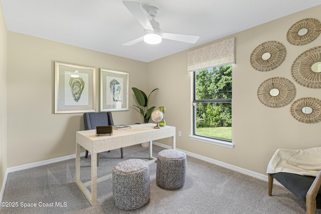 1011 Eldron Blvd SE, Palm Bay, FL 32909 - carpeted home office with ceiling fan and baseboards
