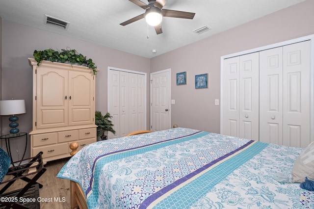 4729 Alligator Flag Cir, West Melbourne, FL 32904 - bedroom with wood finished floors, multiple closets, and a ceiling fan