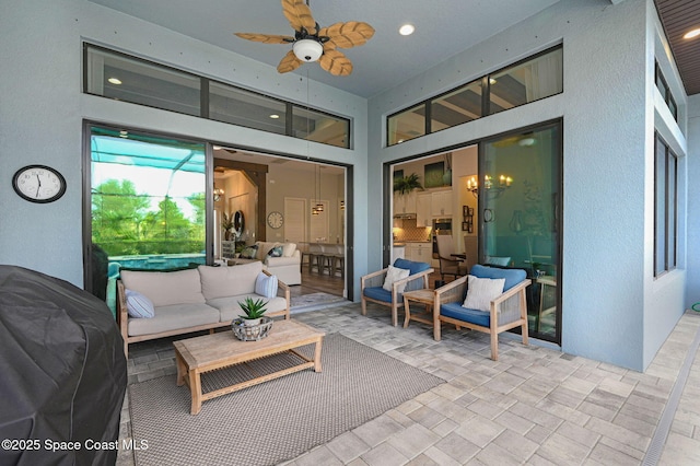 5197 Kirkwall Cir, Melbourne, FL 32940 - view of patio with ceiling fan and an outdoor hangout area