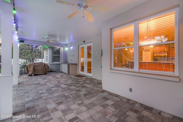 2351 Stonebridge Dr, Rockledge, FL 32955 - view of patio / terrace with ceiling fan and french doors
