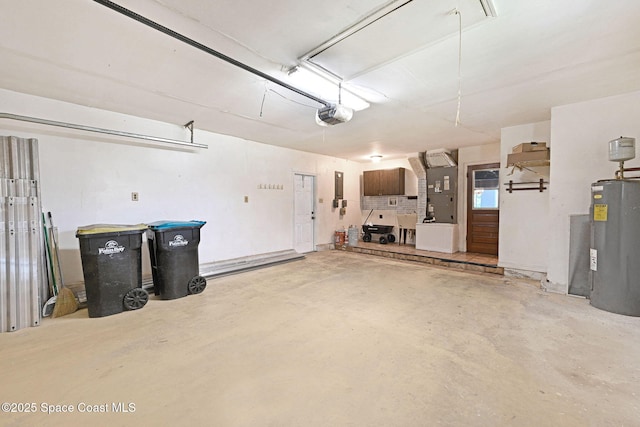 1081 Sunswept Rd NE, Palm Bay, FL 32905 - garage with electric water heater, a garage door opener, and heating unit