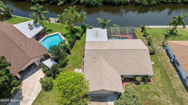 1081 Sunswept Rd NE, Palm Bay, FL 32905 - aerial view of property and surrounding area with a nearby body of water and a pool