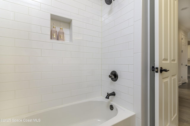 3975 Archdale St, Melbourne, FL 32940 - full bathroom with shower / washtub combination and wood finished floors