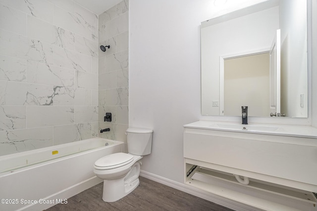 1889 Warton Ave SE, Palm Bay, FL 32909 - bathroom featuring vanity, wood finished floors, and  shower combination