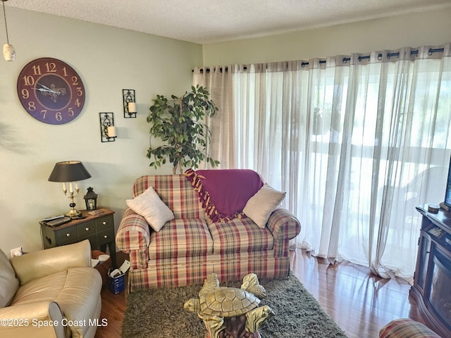 997 Sonesta Ave NE Unit 202, Palm Bay, FL 32905 - living area featuring wood finished floors and a textured ceiling