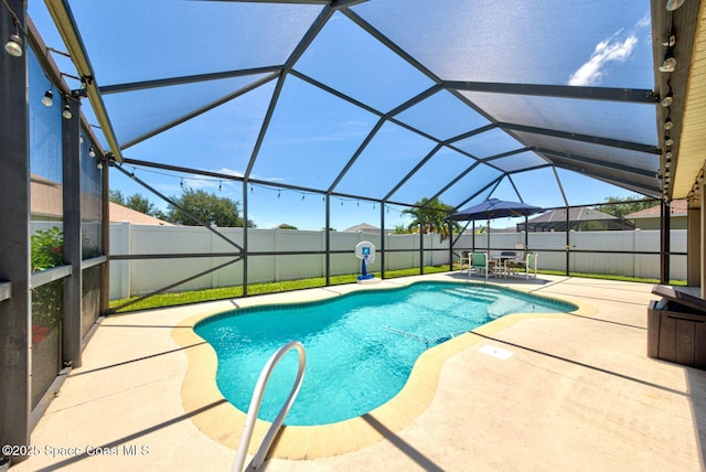 4082 Brantley Cir, Rockledge, FL 32955 - view of pool with a patio, a fenced backyard, and glass enclosure