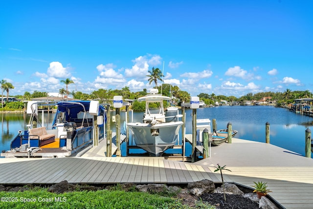 29 Azalea Dr, Cocoa Beach, FL 32931 - dock area with boat lift and a water view