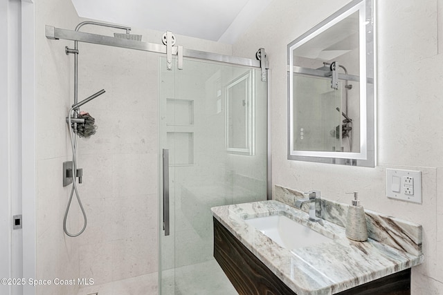 29 Azalea Dr, Cocoa Beach, FL 32931 - full bathroom featuring a stall shower and vanity