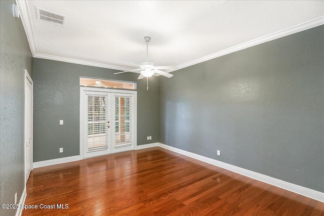 1390 Isabella Dr Unit 106, Melbourne, FL 32935 - unfurnished room featuring wood finished floors, ornamental molding, a ceiling fan, and a textured wall