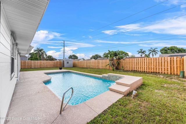 865 Southern Pine Trl, Rockledge, FL 32955 - view of pool featuring a storage shed and a fenced backyard