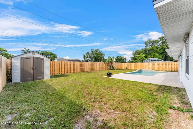 865 Southern Pine Trl, Rockledge, FL 32955 - fenced backyard with a shed and a patio area
