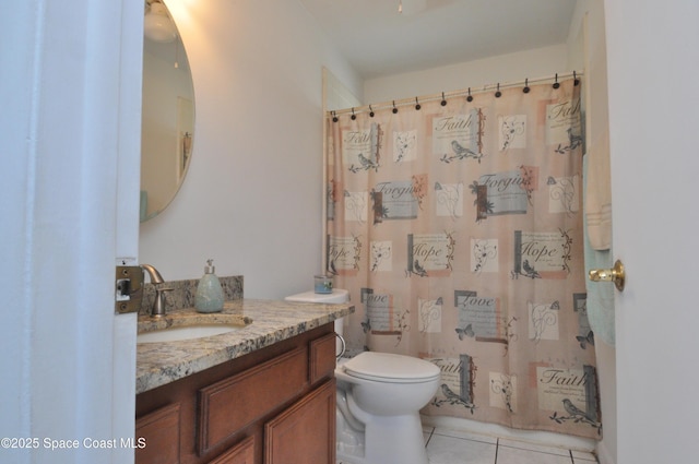 2938 Chipper Dr NE, Palm Bay, FL 32905 - full bathroom featuring vanity, tile patterned floors, and a shower with shower curtain