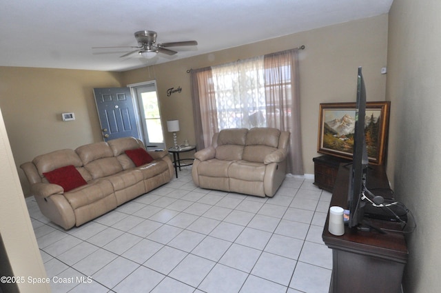 2938 Chipper Dr NE, Palm Bay, FL 32905 - living area with ceiling fan and light tile patterned floors
