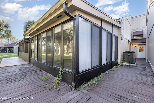 1250 Admiralty Blvd, Rockledge, FL 32955 - wooden deck featuring a sunroom