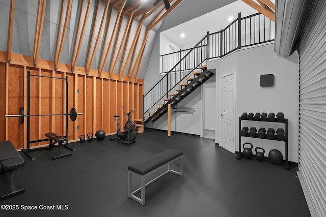 2009 Vaughn St, Titusville, FL 32796 - exercise room with a towering ceiling and baseboards