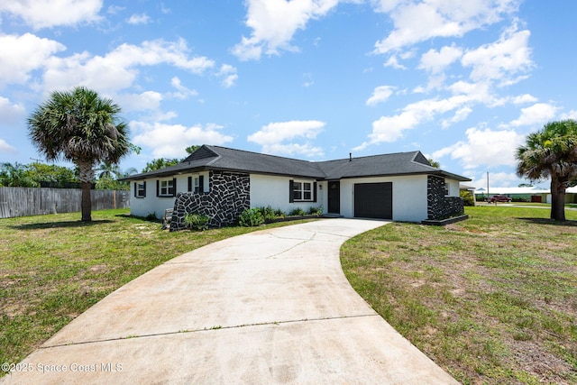 1245 Arlington Cir, Merritt Island, FL 32952 - ranch-style house featuring an attached garage, concrete driveway, and stucco siding