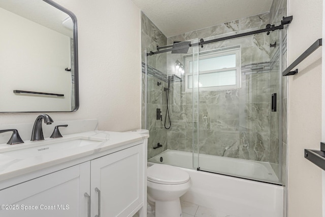 1245 Arlington Cir, Merritt Island, FL 32952 - full bath featuring vanity, shower / bath combination with glass door, and marble look tiles
