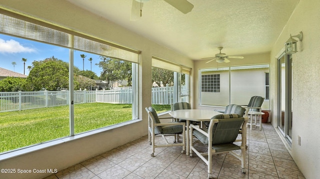 7927 Citrus Creek Dr, Melbourne, FL 32940 - sunroom featuring ceiling fan and outdoor dining area