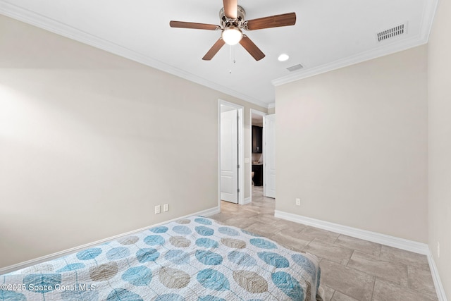 7684 Poulicny Ln, Melbourne, FL 32940 - unfurnished bedroom featuring crown molding, recessed lighting, and ceiling fan