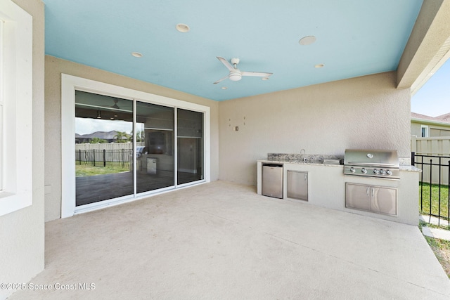 7684 Poulicny Ln, Melbourne, FL 32940 - view of patio / terrace with area for grilling and ceiling fan