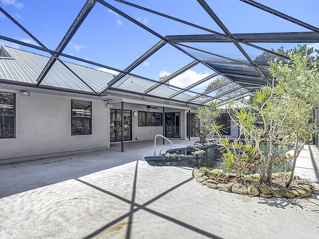 3090 Rio Pino S, Indialantic, FL 32903 - view of patio / terrace with a ceiling fan and a lanai