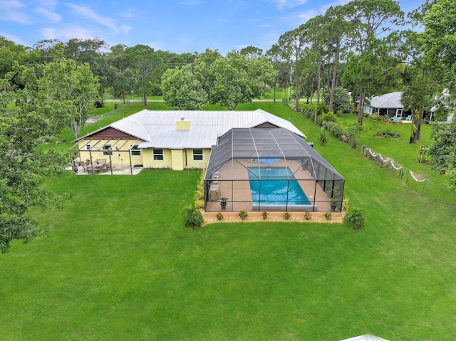 4685 Lee St, Cocoa, FL 32926 - view from above of property featuring a pool area and a tree filled landscape